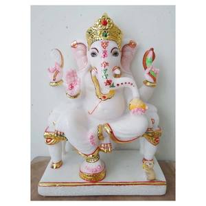 Estatua de Ganesha de mármol blanco, de alta calidad - Product Image 1