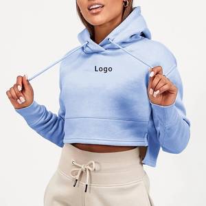 เสื้อสเวตเตอร์มีฮู้ดผ้าฝ้ายแบบครอปสำหรับผู้หญิง,เสื้อฮู้ดแบบตัดพิมพ์โลโก้ได้ตามต้องการ - Product Image 6