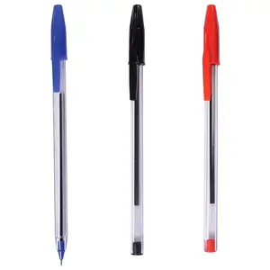 Promosyon özel Logo plastik tükenmez kalemler yüksek kalite sıcak satış düşük fiyat 0.5mm ince mavi siyah kırmızı mürekkep yazma kalemler
