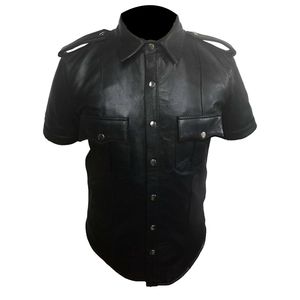 Camisa de cuero de manga corta, diseño personalizado, negro - Product Image 4