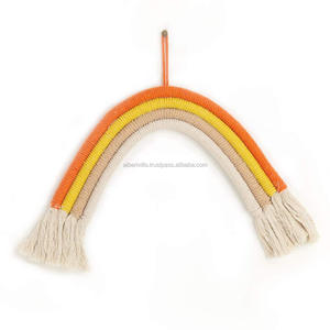 Tapiz bohemio de bebé hecho a mano de algodón nórdico colorido macramé Arco Iris colgante de pared decoración del hogar adornos de la India - Product Image 2