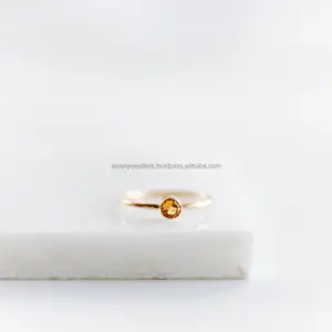 Citrine Quartz Gemstone ring in 925 Sterling Silver Beautiful handmade Gold Plated Fashion Unique Jewelry