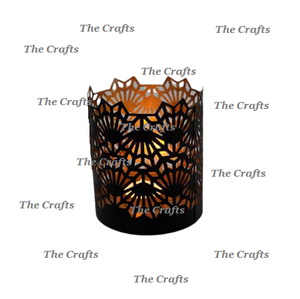 Juego de tres portavelas votivas de diferentes tamaños con asas, de hierro color dorado, para decoración del hogar y hoteles. - Product Image 6