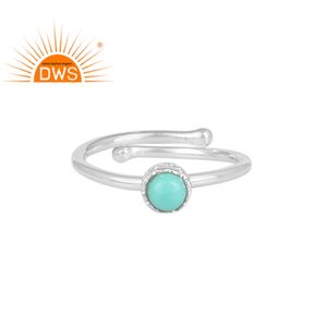 Bague en pierre précieuse naturelle, argent bleu ciel, zircon, fabrication de bijoux faits à la main, vente en gros - Product Image 1