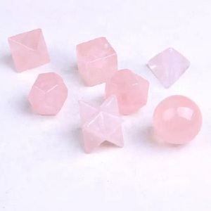 Belle pierre précieuse Rose Quartz 7 pièces ensemble de géométrie sacrée pour la guérison ensemble de géométrie de cristaux naturels - Product Image 5