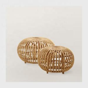 Tabouret en rotin vintage fait à la main, 1 pièce, artisanal, élégant et artistique, pour salon - Product Image 2