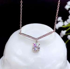 จี้สร้อยคอเพชรโมอิสทรงกลม2.00TCW 925สร้อยคอของขวัญเงินสเตอร์ลิง - Product Image 2