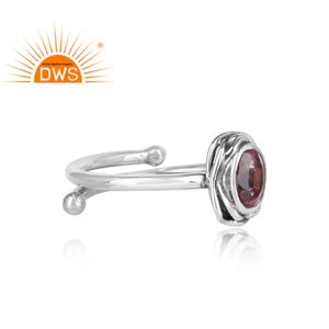 Bague ovale cintrée en argent Sterling 925 pour femme, gros bijoux, pierre précieuse naturelle en topaze rose naturelle, ajustable, nouvelle collection - Product Image 3