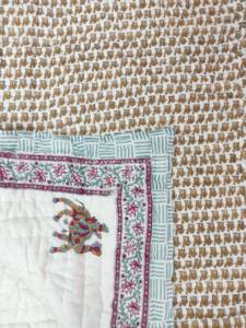 Jaipuri Queen Size Camel Print Reversible Ropa de cama Bloque de mano Floral Algodón Kantha Edredones Indian Rajai Edredón Manta Home Hotel - Product Image 3