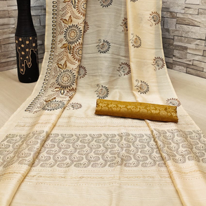 Ropa de fiesta Sari indio último diseñador mujeres usan sari con blusa Japón satén crape seda telas suaves Impresión digital Sari alphanumero - Product Image 1