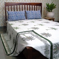 Couette réversible toutes saisons en coton 100% imprimée à la main motif palmier indien, taille Queen, pour climatisation, en promotion au meilleur prix