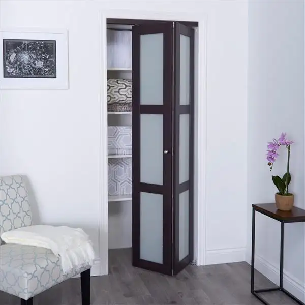 Cheap interior pantry foldable sliding design bi fold aluminum slim glass toilet door bathroom door