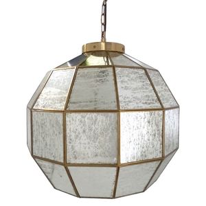 Plafonnier suspendu vintage de forme géométrique, design moderne, en cuivre et métal, éclairage d'intérieur, luminaire décoratif de plafond avec perles en bois, design indien, idéal pour un hôtel, ce - Product Image 2