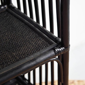 Unique Low Rattan Black Bungalow Bookshelf Stand Floor 2 <b>Shelves</b> With Webbing in Vietnam Wholesale - Product Image 2