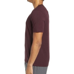 Couleur marron T-shirt à manches courtes Mode Hommes Blanc Col Rond T-shirts Rythme Coton Peigné T-shirts Bold Burgundy - Product Image 4