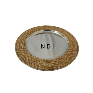 Crystal <b>Beads</b> Decorative Hotel Restaurant Supplies Crystal Mosaic Decorative Rounded Charger Plate - Product Image 1