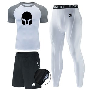 Wholesale Compression Pants Shirt Top Long Sleeve Jacket Set Suit Face Cover Gym Fitness Sets 5Pcs Men's Workout Clothes - Product Image 5