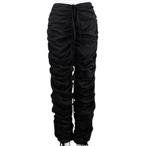 Casual Mid Waist New Design Stacked <b>Leggings</b> <b>Women's</b> Cargo Pants & Trousers Drawstring - Product Image 1