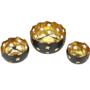 BRASS <b>STAR</b> ENGRAVED BLACK <b>CANDLE</b> <b>HOLDER</b> By BRASSWORLD INDIA - Product Image 1