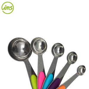 Cuillères à mesurer en acier inoxydable, ensemble de 5 pièces avec poignées en silicone - Product Image 4