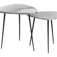 Ensemble de tables d'appoint gigognes en aluminium de luxe, forme organique moderne |   Tables d'appoint avec pieds en métal pour la décoration du salon