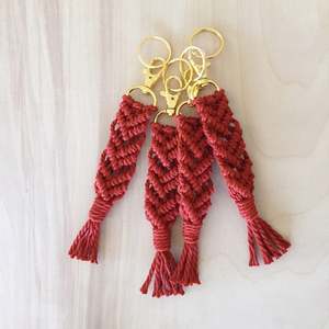 Chevron Macrame Keychain with Gold Swivel <b>Snap</b> <b>Hook</b> - Product Image 1