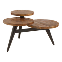 Table basse intelligente en bois massif Blue Ocean Unique Industrial Nesting, design rustique moderne, structure en métal léger, pour salon