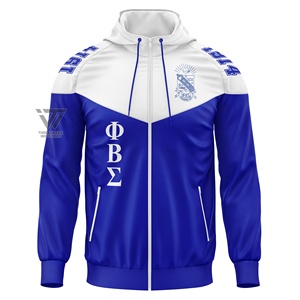 Chaqueta cortavientos personalizada, chaqueta con capucha y concha suave bordada, Phi Beta Sigma - Product Image 1