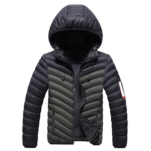 Parkas d'hiver ultralégers et décontractés doublés de coton pour hommes, vestes à capuche et col montant avec service OEM, épaisseur fine - Product Image 3