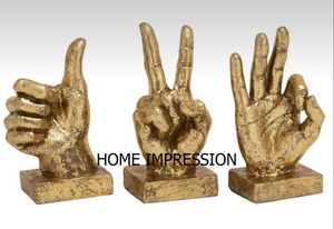 Indian Handmade Unique Design Grey Metal Contemporary Hands Sculputures Marble Base Designer Casted Affordable Fancy Sculptures - Product Image 2