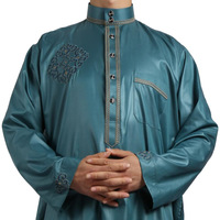 Ropa islámica de moda para hombre, thobe musulmán negro, ropa islámica modesta, abaya