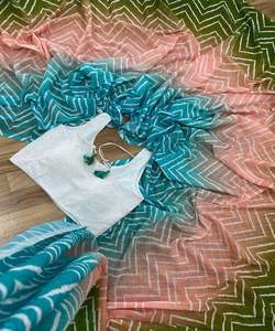 Bollywood Designer Lyra Fabric Work Saree Low Range Indian Bl Apparelgarment Digital Printing Colorful Silk Flower <b>Brooch</b> for - Product Image 3