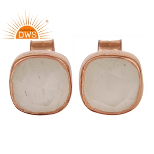 Boucles d'oreilles en forme de coussin, forme de pierre de lune, dos plat, plaqué or, Rose, argent, 925, fabrication de bijoux - Product Image 1