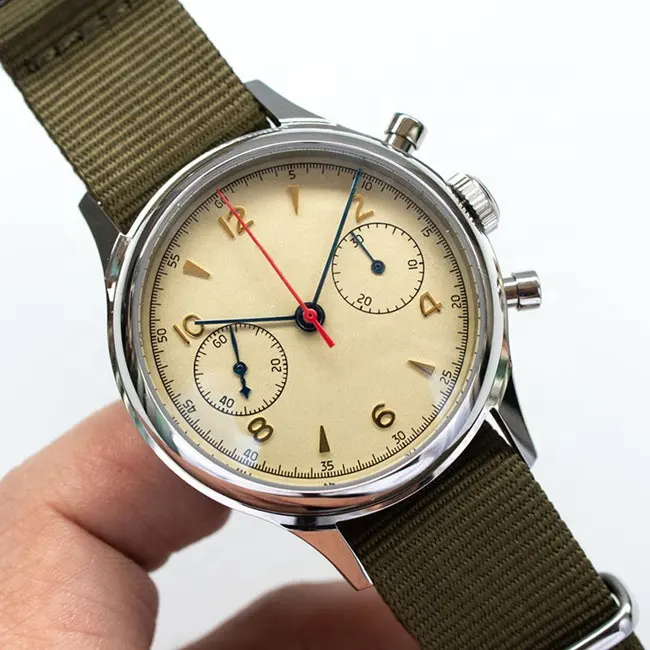 男性用自動クロノグラフST1940カモメムーブメントウォッチストラップ腕時計