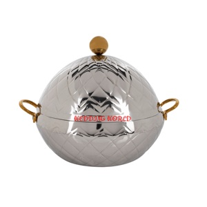 Casserole à double paroi en acier inoxydable Poli à la main en forme de rond Ustensiles de cuisine Chauffe-plats en métal - Product Image 1