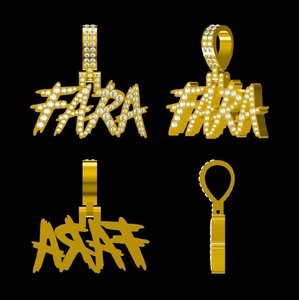 จี้ชื่อเล็กสีทอง14K สีเหลืองทอง0.80กะรัตเพชรน้ำหนัก8กรัมของขวัญแต่งงานหมั้นจี้เพชรเสน่ห์ - Product Image 3