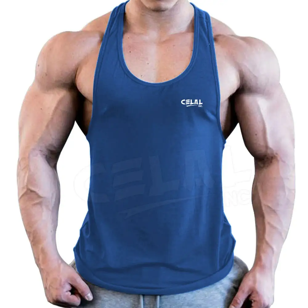 Maillot de Fitness et de musculation à Logo personnalisé pour homme, haut sans manches de haute qualité, vêtements de gymnastique 100% coton à imprimé