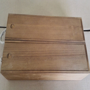 Caja de regalo de botella de madera de champán y whisky individual, caja de vino de madera de color cereza con tapa deslizante y cuerda para fiesta, boda - Product Image 5