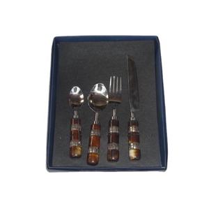 Ensemble de couverts en acier inoxydable de haute qualité avec os et mosaïque en métal poignée ronde couverts dîner ensemble de couverts ensemble d'ustensiles de cuisine - Product Image 1