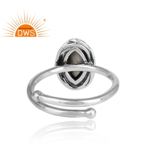 Diseñador de perlas anillo de piedras preciosas fabricante de joyas de plata hecho a mano oxidado anillo de plata de la joyería al por mayor - Product Image 4
