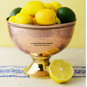 Bol de finition de luxe en cuivre avec piédestal de couleur or, Table de mariage, pièce centrale de bol décorée - Product Image 2