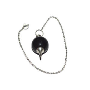Boule d'agate noire, pendules avec chaîne en argent, vente en gros - Product Image 1