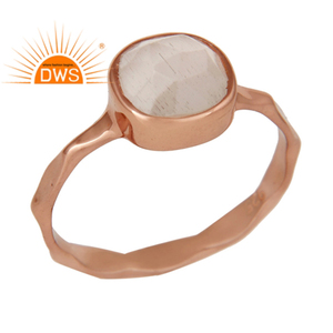 White Moonstone Sterling <b>Silver</b> Rose Gold <b>Plated</b> Stackable Handmade Ring Jewelry For Women Gift For Her - Product Image 1