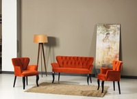 Ensemble de canapés Chesterfield modernes en velours avec structure en bois démontable, pour balcon et jardin, ensemble de chaises pour le thé