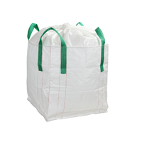 Sacs FIBC antistatiques blancs avec poignées vertes, ouverture supérieure, fond plat, capacité de 250-2000 kg pour l'emballage du sable et du ciment