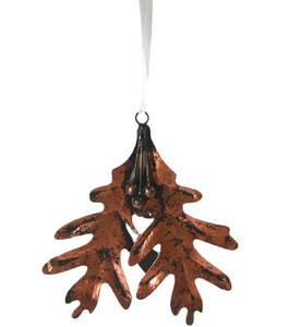 2 METAL BROWN LEAF IRON CHRISTMAS HANGING ORNAMENT HIGH QUALITY CHRISTMAS <b>TREE</b> DECORATION ORNAMENT - Product Image 1