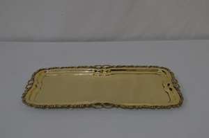 Brass Designer <b>Rectangle</b> Tray Embossed Border Classic <b>Mirror</b> Polish Fancy Look Serving Tray Fancy New Style Premium Servng Tray - Product Image 3