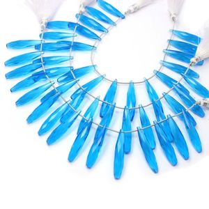 Cuentas Sueltas de Cuarzo Azul Londres en Forma de Gota Facetada, 35x7MM, Gemas de Alta Calidad de 6.5 Pulgadas para la Fabricación de Joyas - Product Image 2