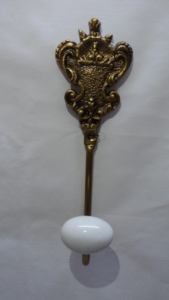 Antique Brass Wall Hook Vintage Crest Design Decorative Ceramic Knob Coat Hanger Heavy Duty Metal Cloth <b>Peg</b> - Product Image 2