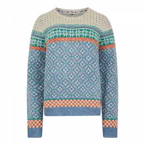 Pull décontracté pour femme, col rond, coupe ajustée, manches courtes, pull d'hiver en tricot, polyester/coton, motif imprimé avec manches bouffantes - Product Image 2